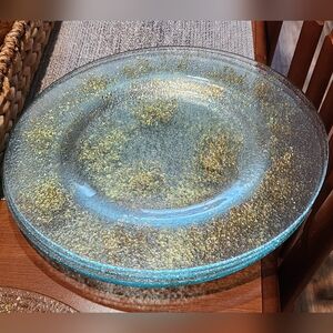 Set of 4 Clear and Gold Flake 12" Charger Plates
